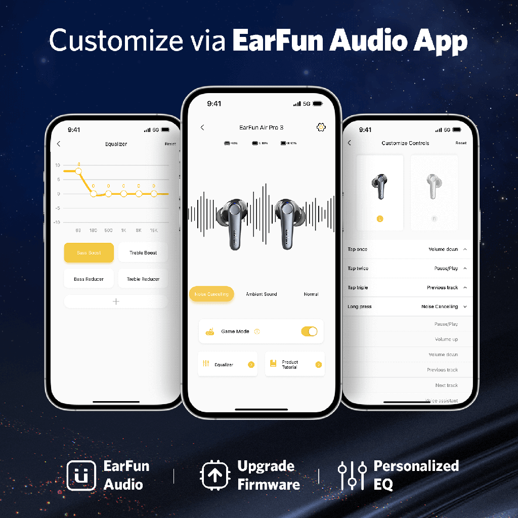 Bluetooth-Headset EarFun Air Pro 3, schwarz