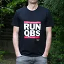 T-Shirt, Hemd, RUN QBS, schwarz